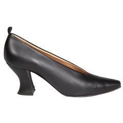 Bottega Veneta Black Leather Cuban Heel Pumps Size IT 40