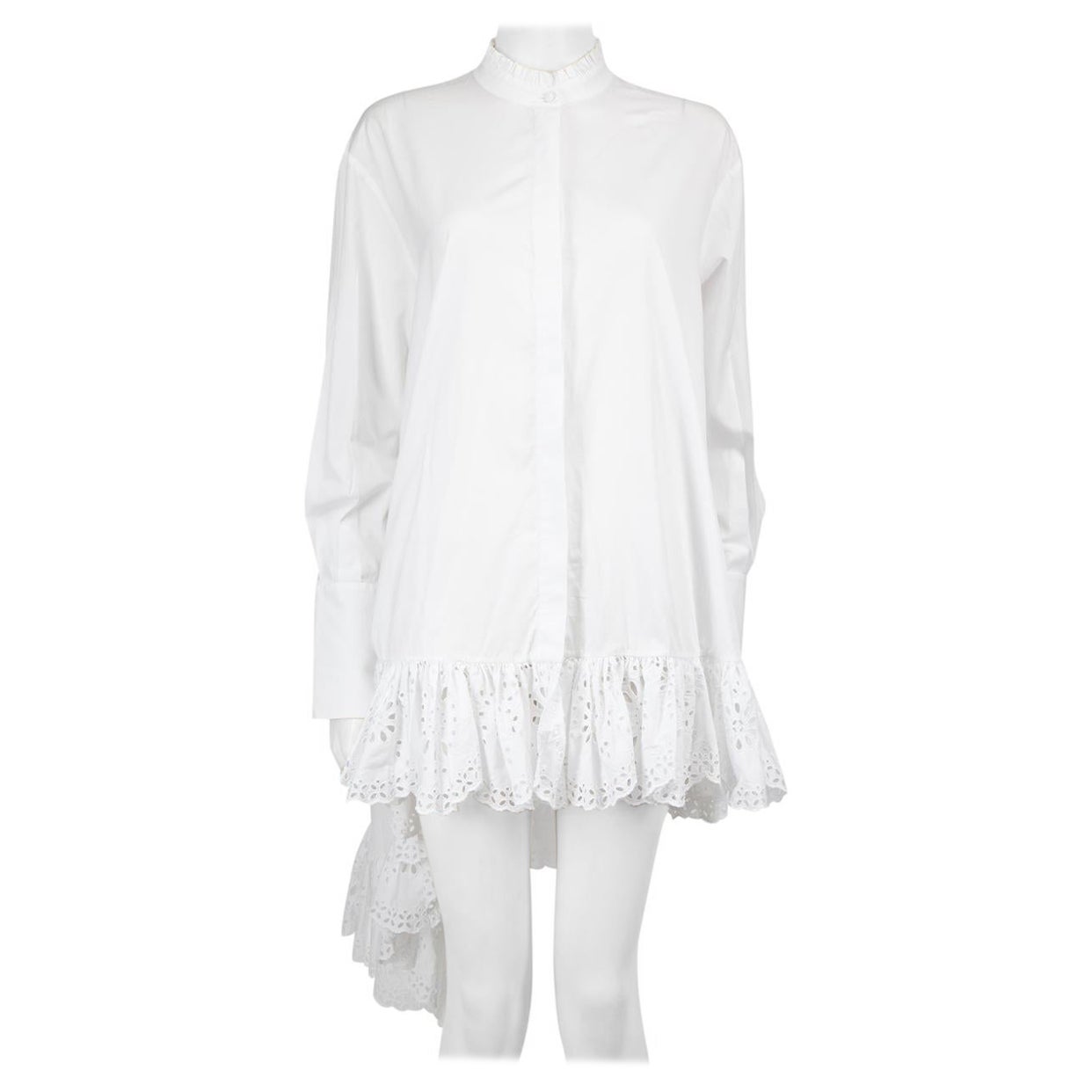 Alexander McQueen White Lace Trimmed Mini Dress Size XL For Sale