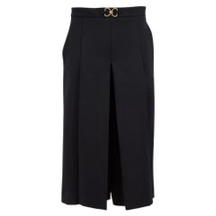 Sandro Navy Wool Gold Buckle Detail Long Shorts Size S