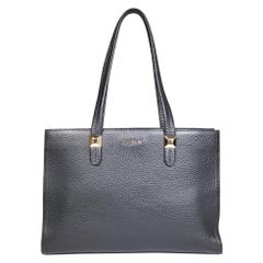 Used Furla Black Pebbled Leather Tote Bag