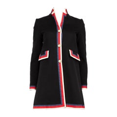 Used Gucci Black Wool Sylvie Web Coat Size XXS