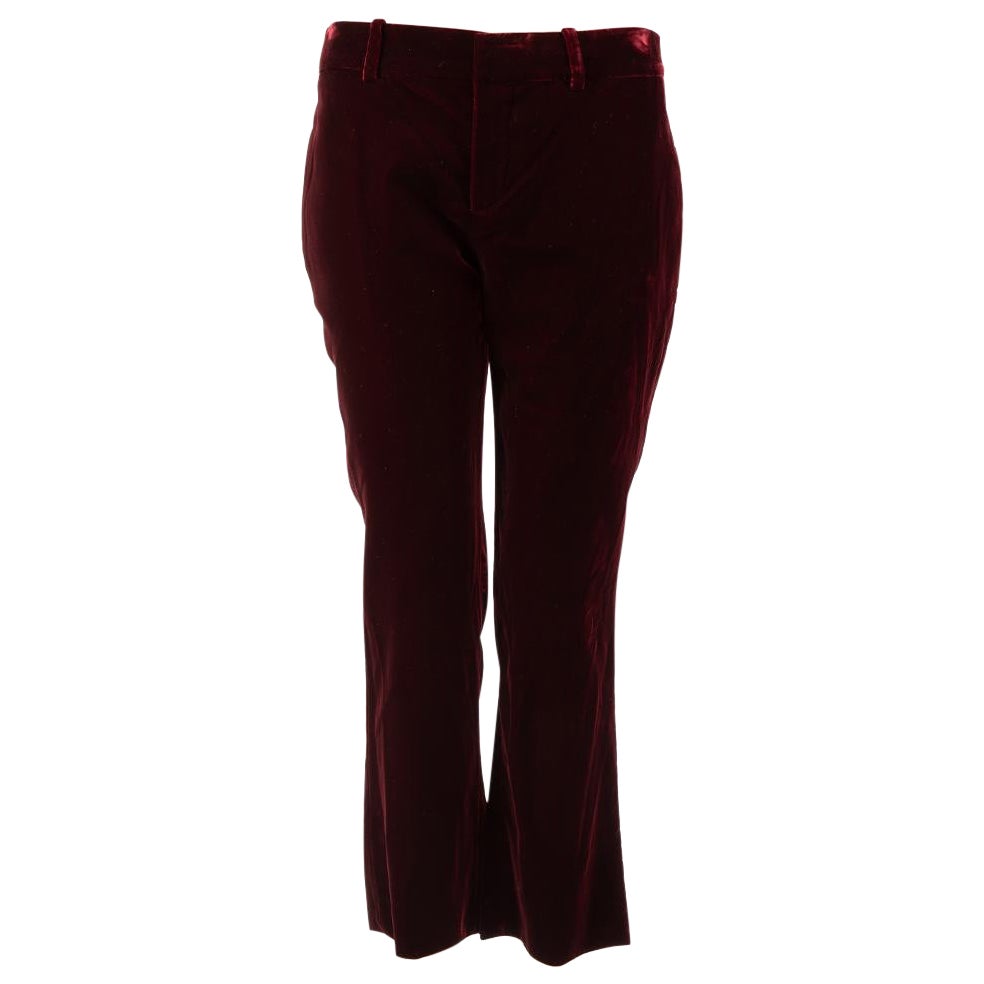 Saint Laurent Red Velvet Slim Fit Trousers Size S For Sale