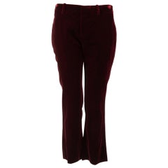 Saint Laurent Red Velvet Slim Fit Trousers Size S