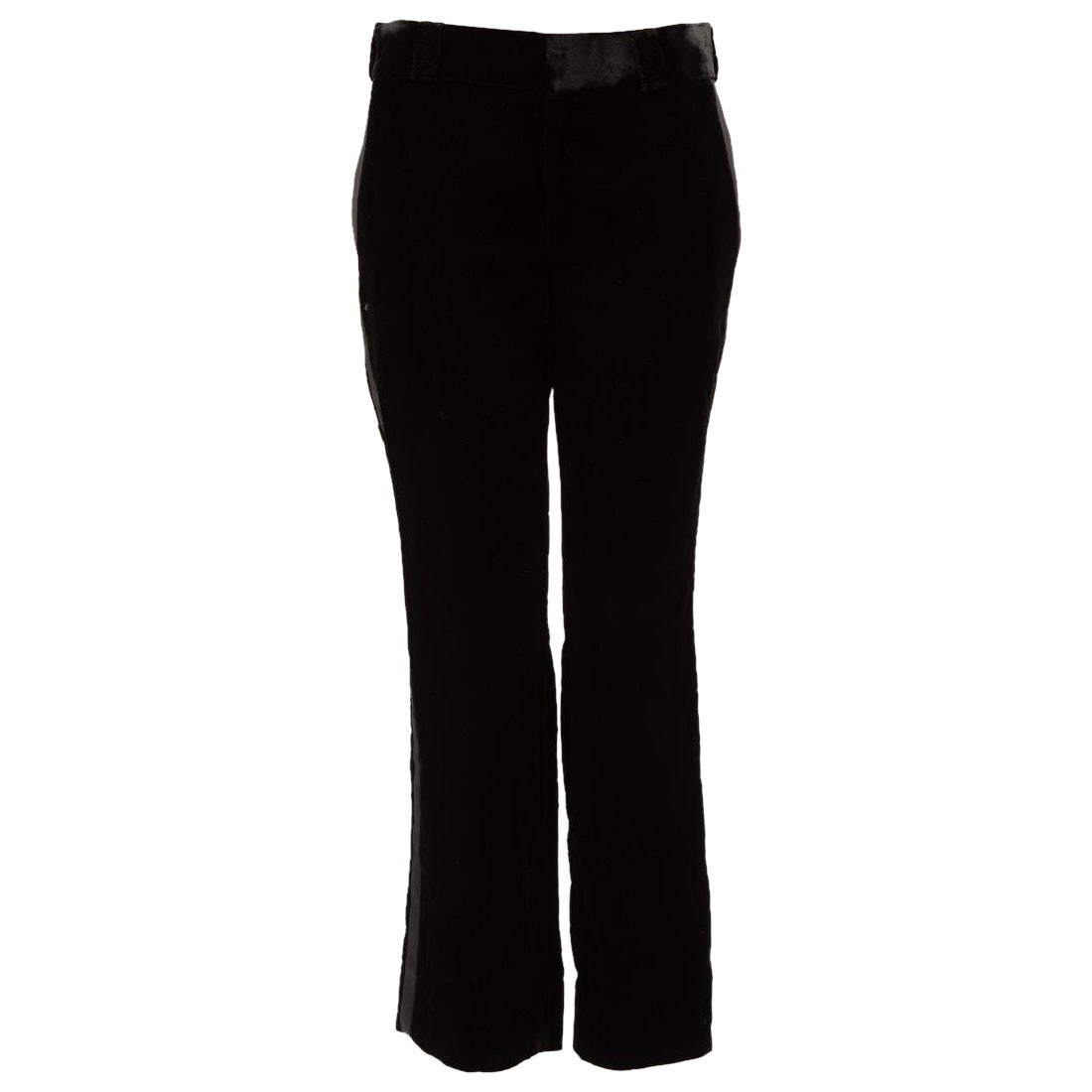 Saint Laurent Black Velvet High Waisted Trousers Size M For Sale