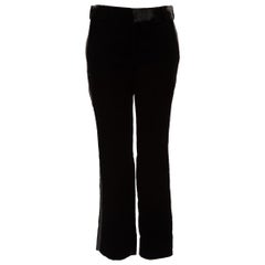 Saint Laurent Pantalon taille haute en velours noir Taille M