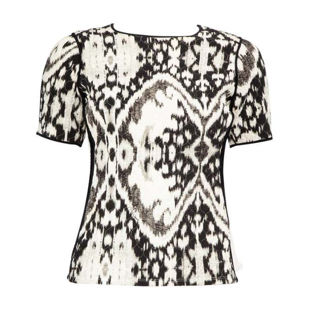 Roberto Cavalli Black and White Silk Quilted Top Size S For Sale at 1stDibs