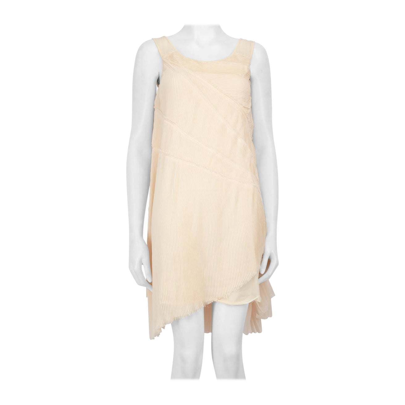 Acne Studios Pfirsichfarbenes plissiertes ärmelloses Kleid Größe S im Angebot