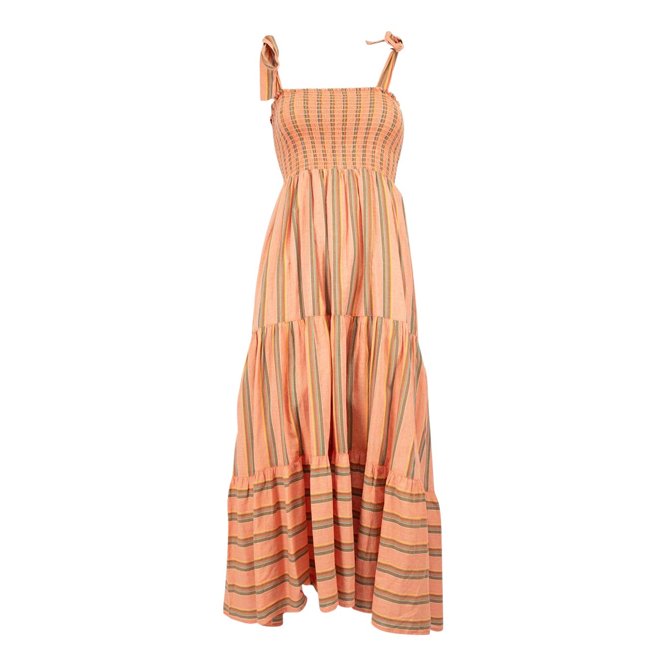 Xirena Orange Stripe Pattern Maxi Tiered Dress Size XS For Sale