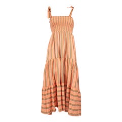 Xirena Orange Stripe Pattern Maxi Tiered Dress Size XS