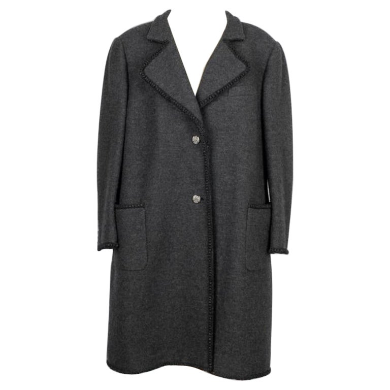 Manteau Chanel en laine grise, 2015 en vente