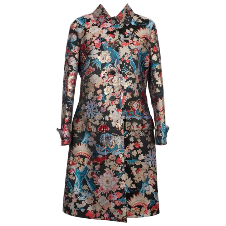 Dior Printed Coat with Black Silk Lining For Sale