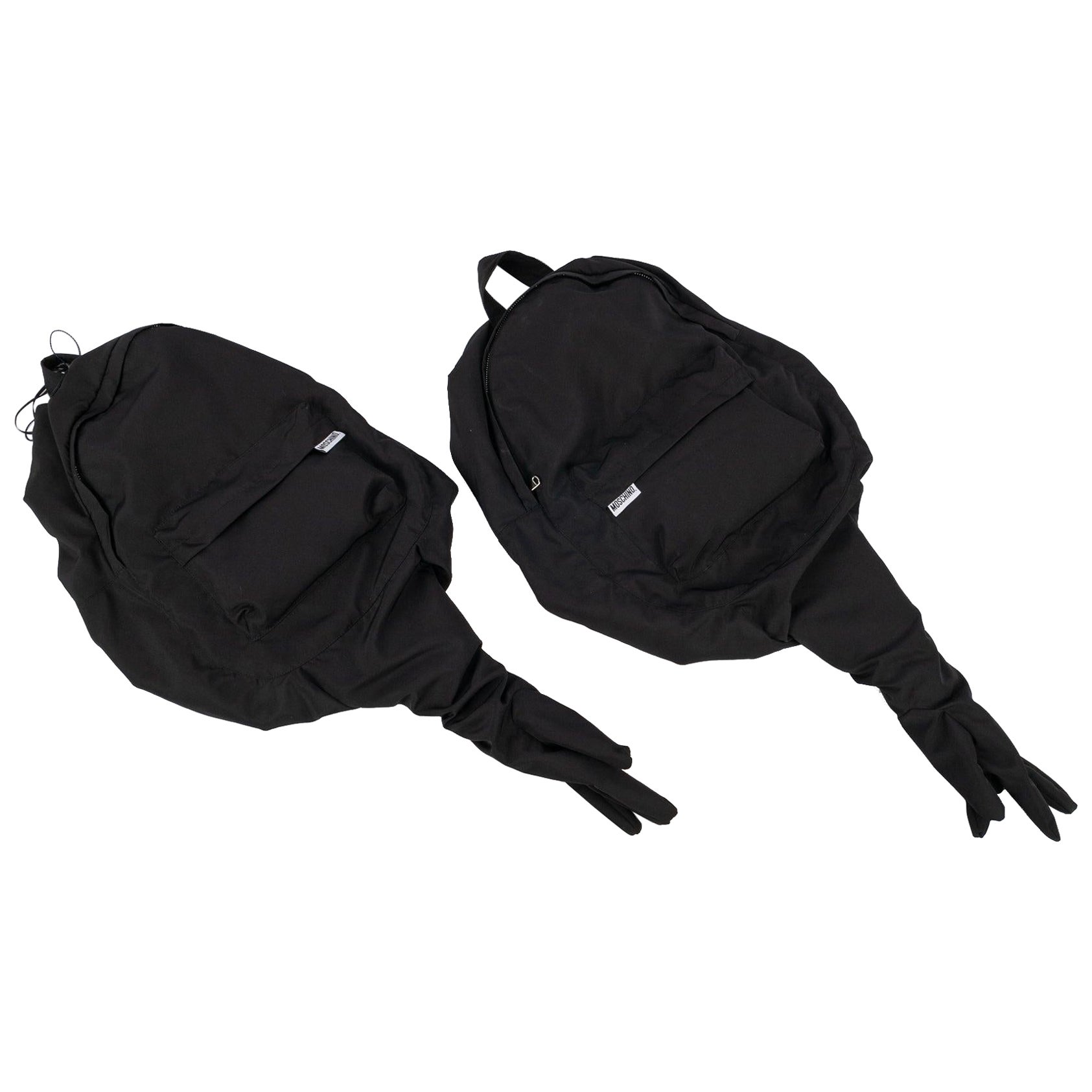 Moschino Long sac à gants en toile noire en vente