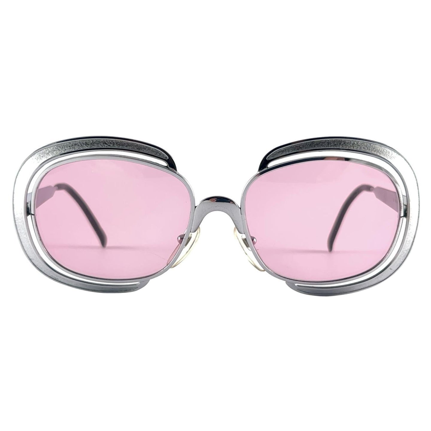 Vintage Christian Dior Silver Frame Pink Lenses Sunglasses 80's Made in Austria