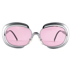 Vintage Christian Dior Vintage-Sonnenbrille mit Silberrahmen und rosa Linsen, 80er Jahre, hergestellt in Österreich