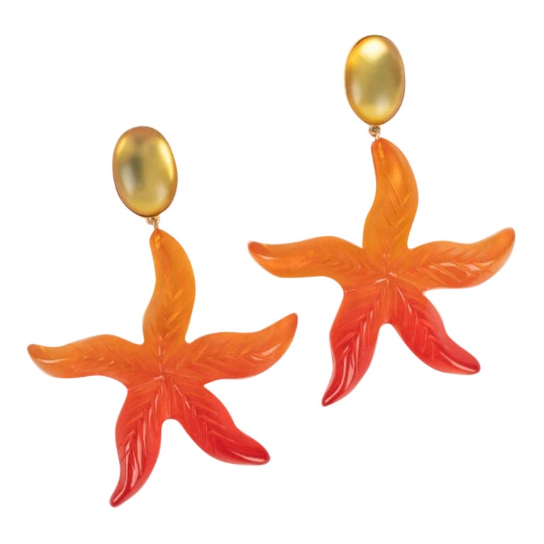Armani Sea Star Golden Metal Clip-on Earrings For Sale