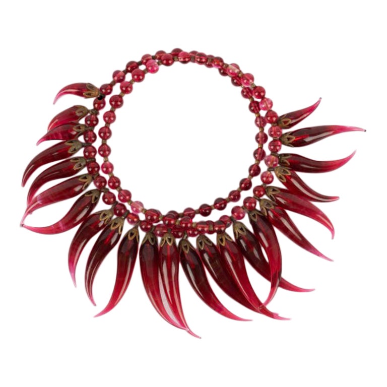 Red Glass Paste Necklace For Sale