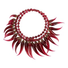 Retro Red Glass Paste Necklace
