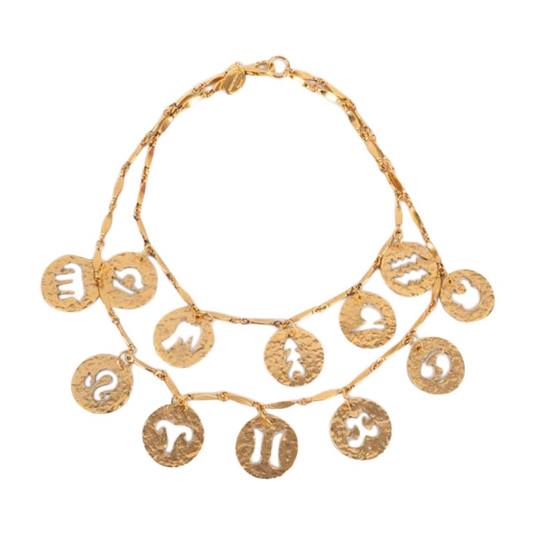 Paco Rabanne Golden Two-row Necklace For Sale