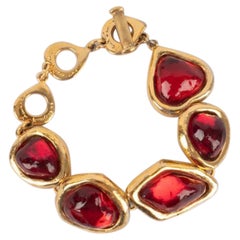 Yves Saint Laurent Goldenes bewegliches Metallarmband mit Gelenk