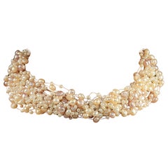 AJD 15 Inch Illusion or Floating Pearl necklace with 14K gold clasp 