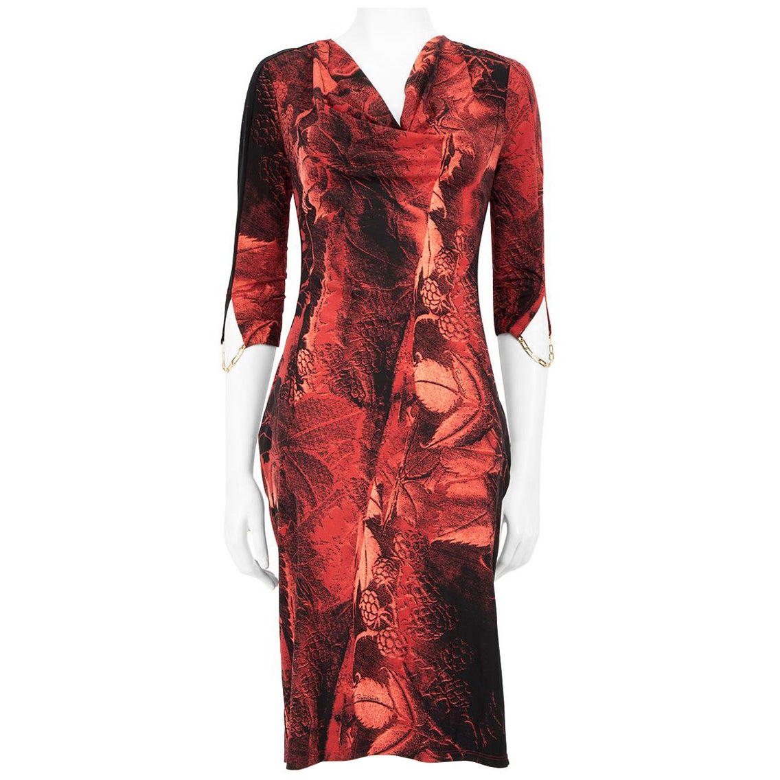 Roberto Cavalli Bedrucktes Kleid mit mittleren Ärmeln und Muster Größe S im Angebot