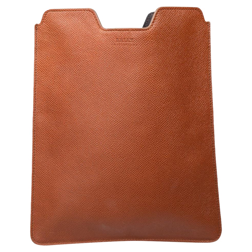 Bally Brown Grained Leather iPad Cover For Sale