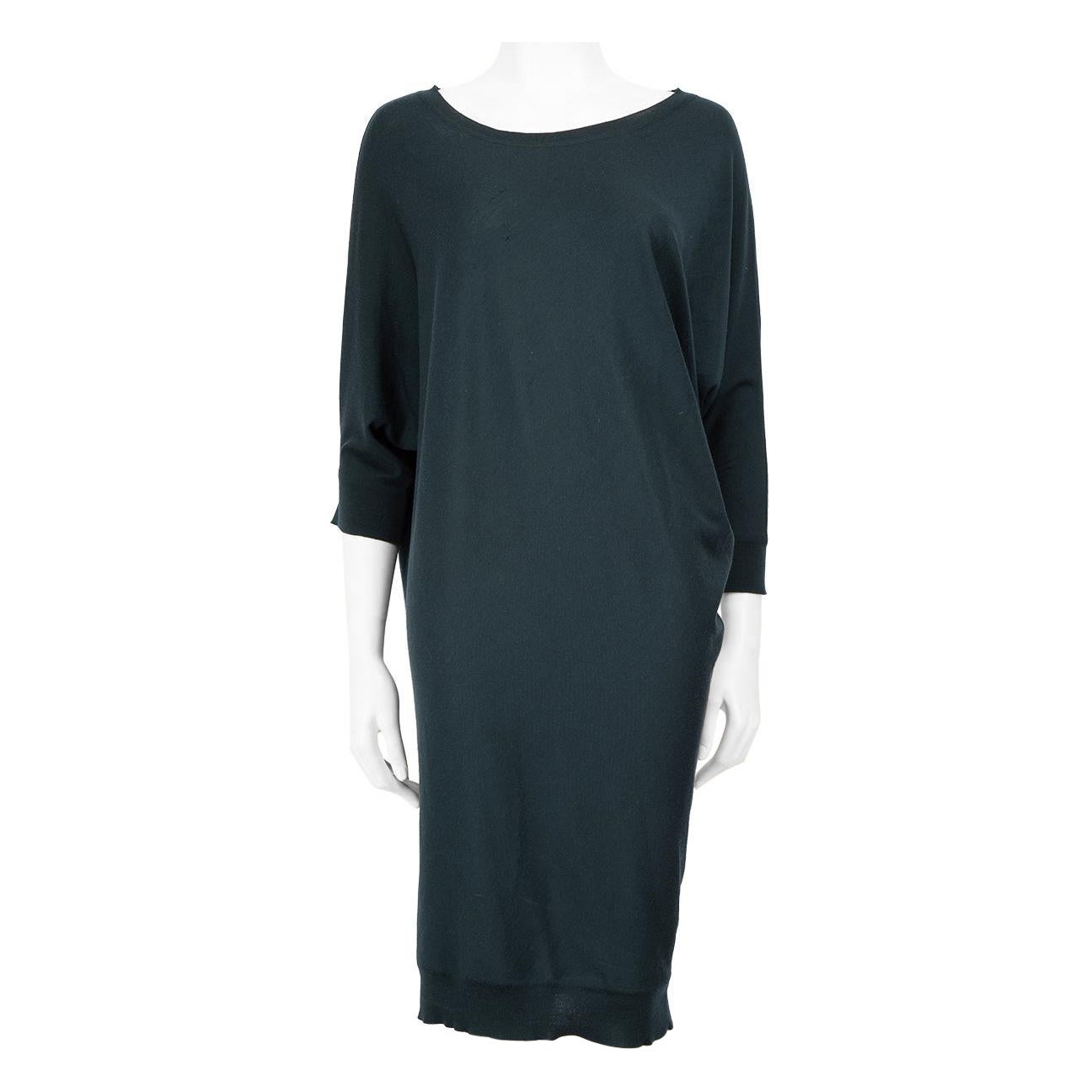 Alexander McQueen Green Wool Knee Length Dress Size L For Sale