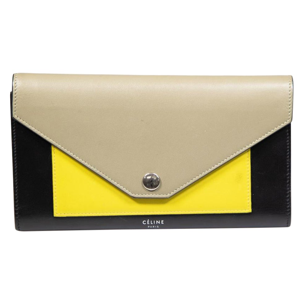 Céline Tricolor Leather Envelope Wallet For Sale