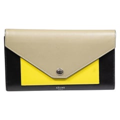 Used Céline Tricolor Leather Envelope Wallet