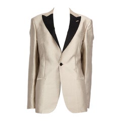 Giorgio Armani Ecrufarbener gestreifter Blazer aus Jacquard, Größe XXXL