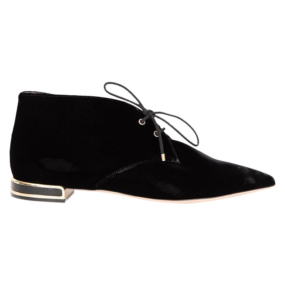 Giorgio Armani Black Velvet Pointed-Toe Oxfords Size IT 40 For Sale