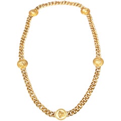 Used Versace Gold Medusa Head Chunky Chain Necklace