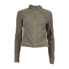 Dior Khaki Zipped High Neck Jacke Größe M