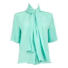 Edeline Lee Turquoise Neck Scarf Blouse Size L