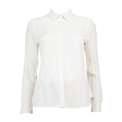 Burberry White Silk Lace Collar Sheer Blouse Size XS