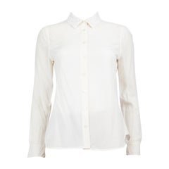 Burberry White Silk Lace Collar Sheer Blouse Size XS