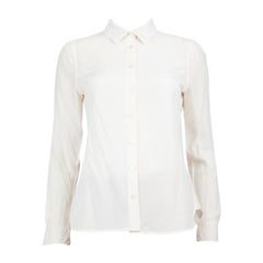 Chemisier Burberry blanc en soie avec col en dentelle, taille XS