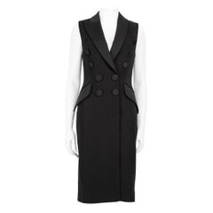 Moschino Moschino Couture! Schwarzer doppelreihiger ärmelloser Mantel mit schwarzer Taille Größe S
