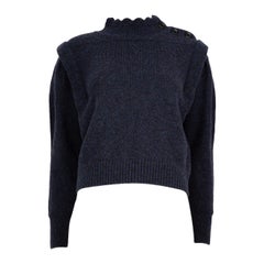 Isabel Marant Marineblauer Pullover aus Wolle mit Schulternverkleidung Größe S