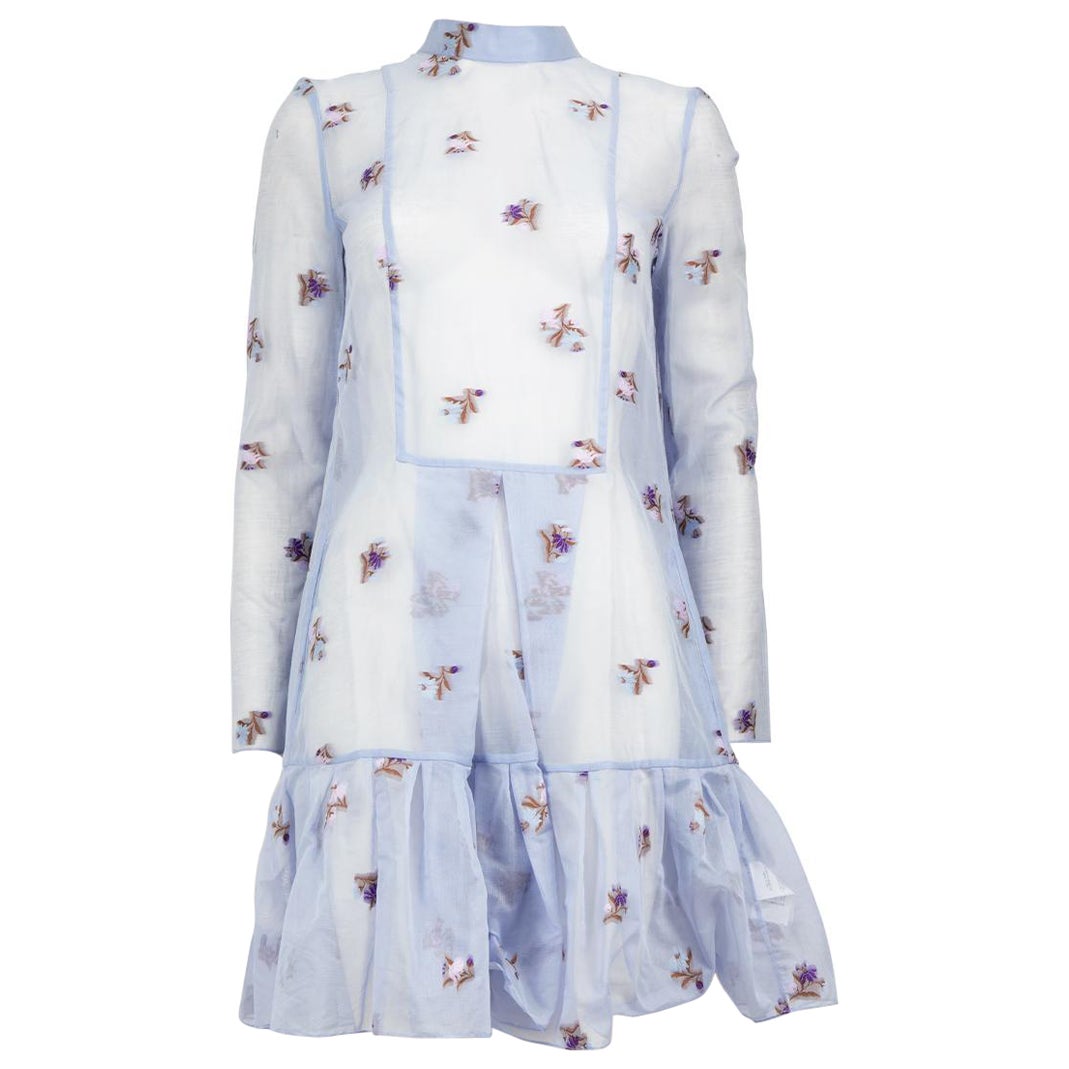 Erdem Blue Ditsy Floral Cosima Dress Size S For Sale