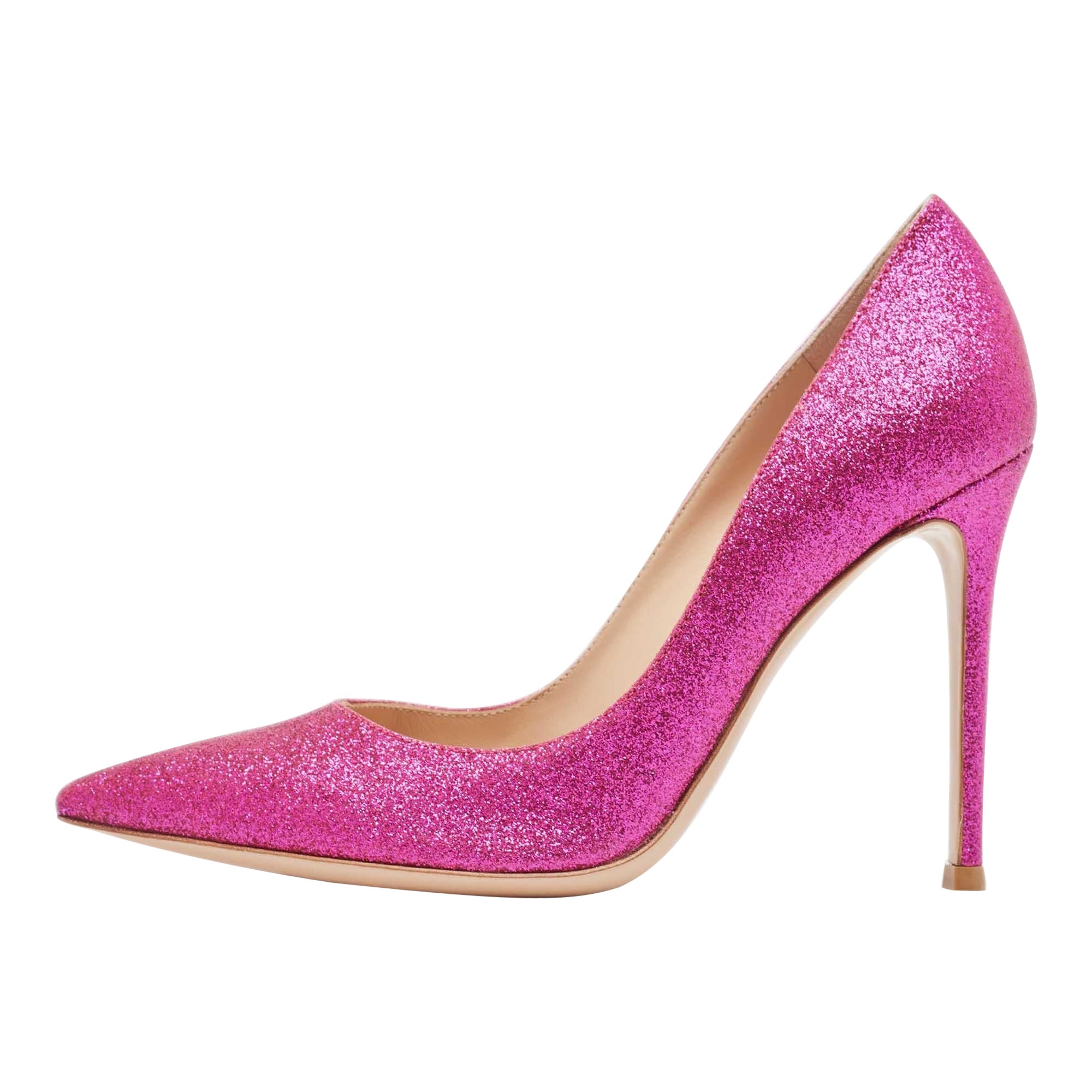 Gianvito Rossi Pink Glitter Gianvito Pumps Size 38 For Sale