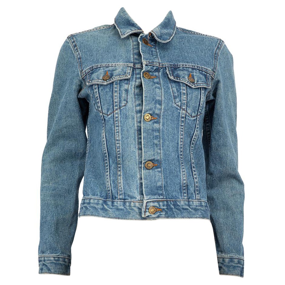 Moschino Blue Stone Washed Denim Jacket Size S For Sale