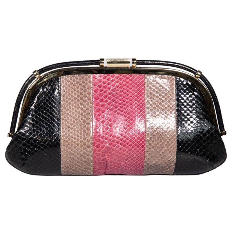 Anya Hindmarch Striped Colourblock Snakeskin Clutch For Sale