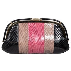 Used Anya Hindmarch Striped Colourblock Snakeskin Clutch