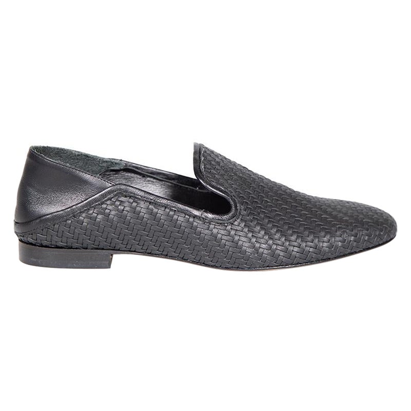 Bally Black Leather Woven Loafers Size IT 36 For Sale