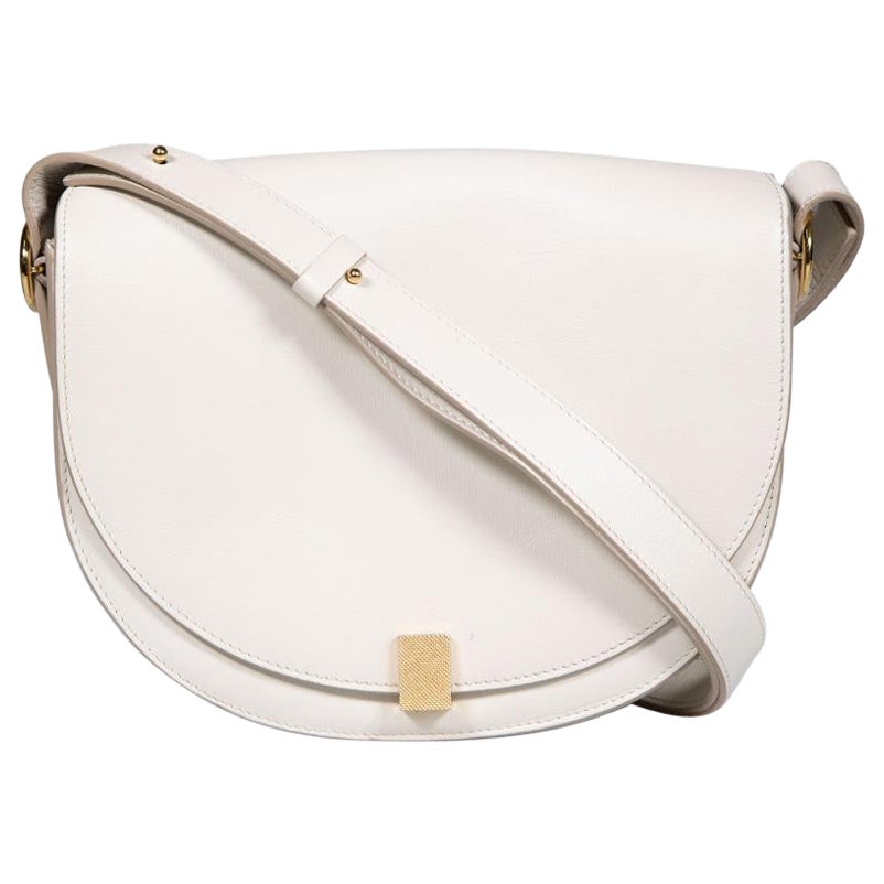 Victoria Beckham Ecru Leather Half Moon Box Shoulder Bag For Sale