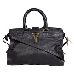 Saint Laurent Black Leather Small Chyc Cabas Tote