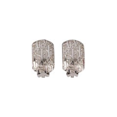 Dior Monogrammed Silvery Metal Clip-on Earrings