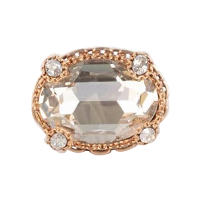 Dior Golden Ring with Rhinestones For Sale