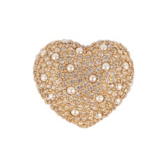 Used Dior Golden Metal Heart Brooch